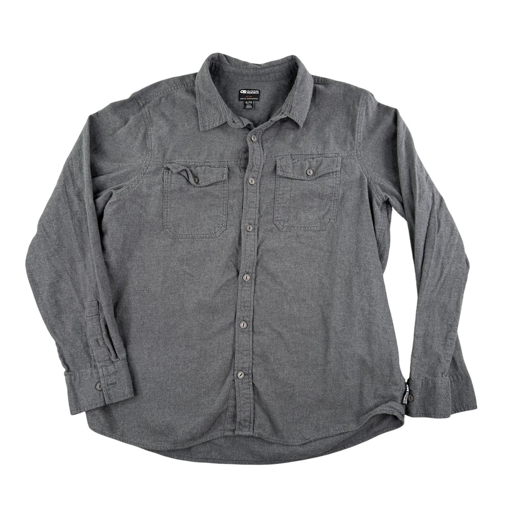 Outdoor Research Shirt  Men XL Gray‎ Long Sleeve Button Feedback Flannel Hiking